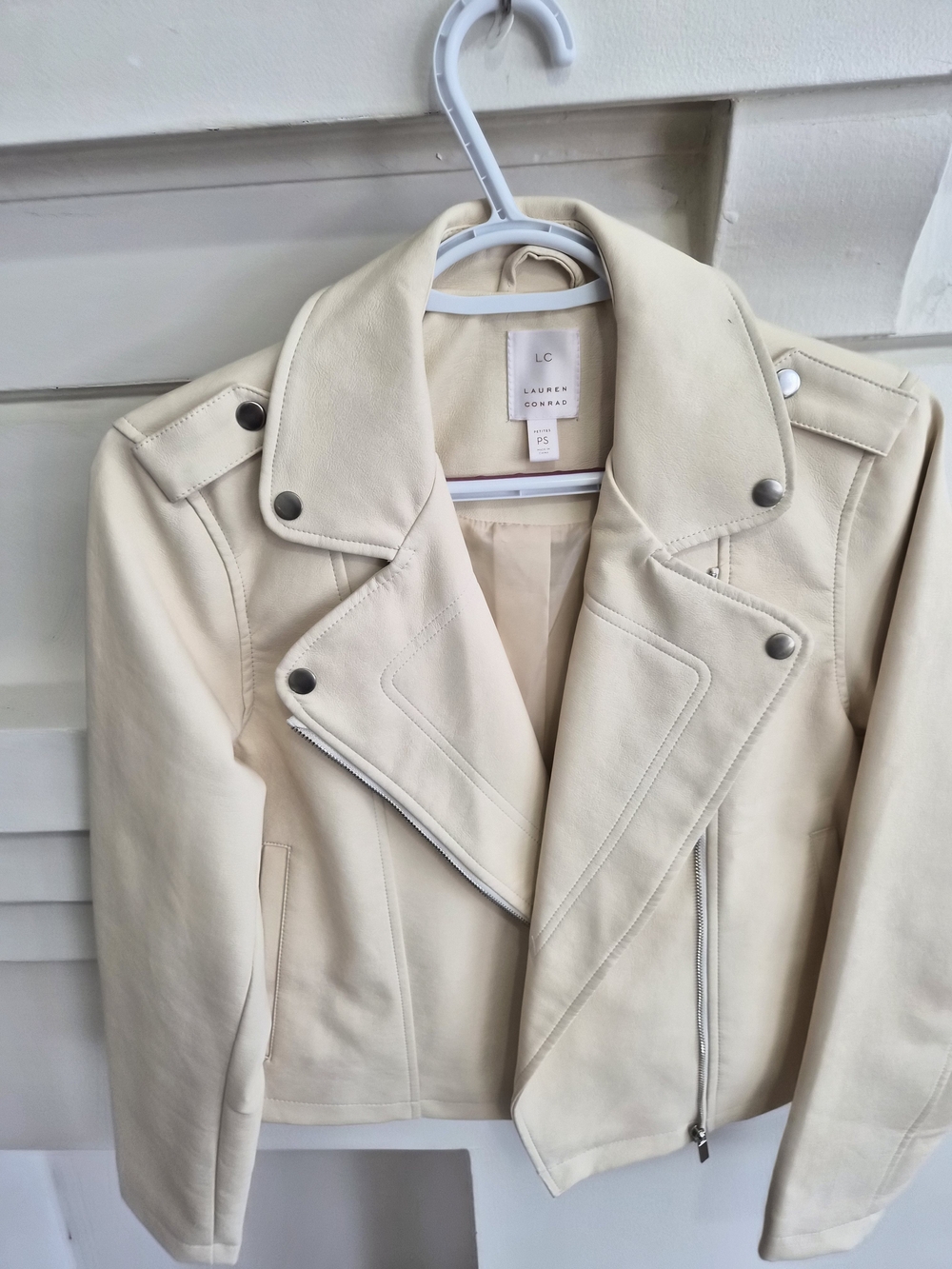 LC Lauren Conrad Off-White Moto Jacket with Asymmetric Zip